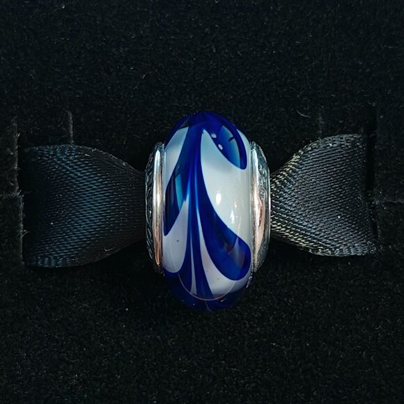 Pandora Jewelry - Authentic Retired Pandora Blue Swirl Murano Glass Bead - 790675